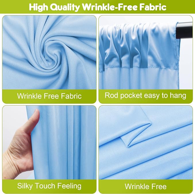 Blue Backdrop Curtain for Wedding Parties Backdrop Drapes 10x10FT | Wrinkle Free Polyester Curtain Backdrop Draping Fabric for Backdrop Photoshoot Birthday Party Background,2 Panel 5x10FT - Image 4