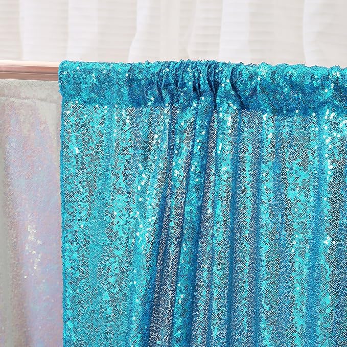 Poise3EHome 6FT x 8FT Turquoise Sequin Photography Backdrop Curtain for Party Decoration - Image 4