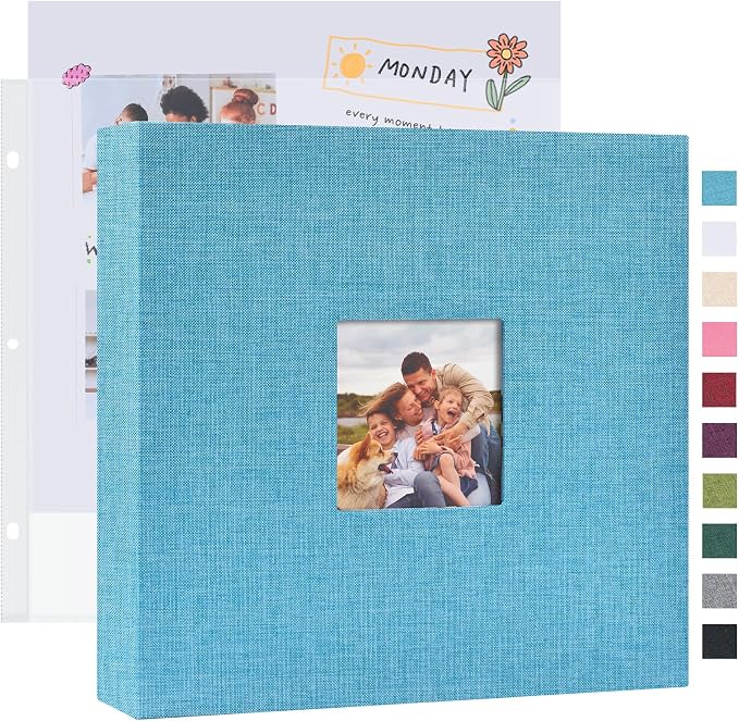 Mublalbum 12x12 Inch 3 Ring DIY Scrapbook Photo Album 40 Pages, Blue | 3 Ring Binder Scrapbook, Linen Cover, 20 Plastic Sleeves 40 Pages, Memory Book for Wedding, Baby, Family, DIY Projects by Mublalbum