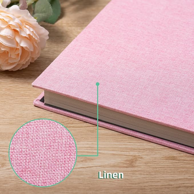 Large Photo Album Self Adhesive Scrapbook Album for 4×6 5×7 8×10 Pictures DIY Magnetic Linen Cover Album 60 Pages for Family Wedding Gifts with Metal Pen and Plastic Board - Image 4