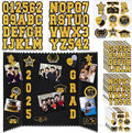 Glenmal 14 Sheets Graduation Photo Display Board Sticker Class of 2026 Black Gold Picture Display Stickers Accessories for 2026 Grad Party College Board Photo Frame Decor (12x10inch, 8.3x8.3inch) by Glenmal
