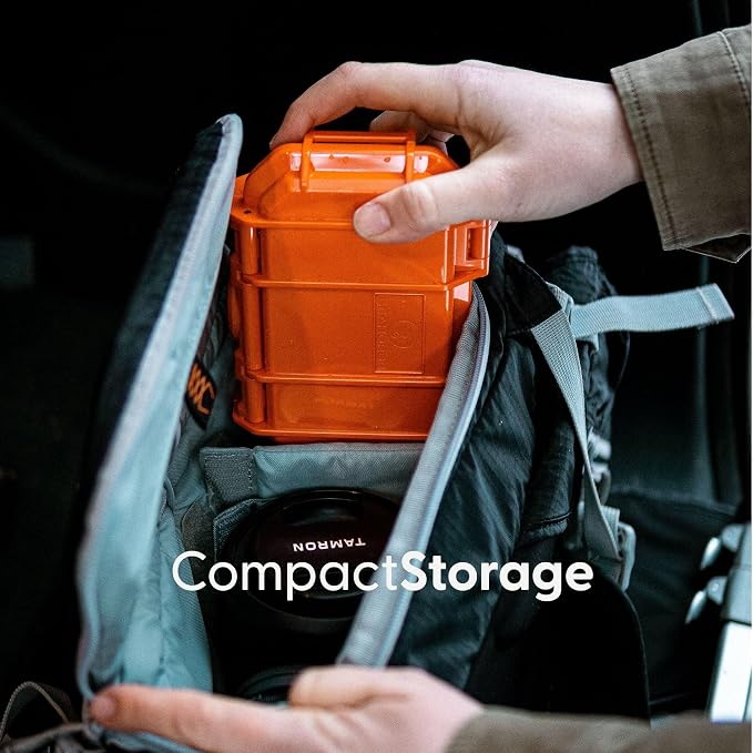 Evergreen Dry Box Tech Organizer – For Camera, Cables, Hard Drives, Memory Cards, Keys, Compatible with GoPro, Airtags (Small, PROFoam, Orange) - Image 5