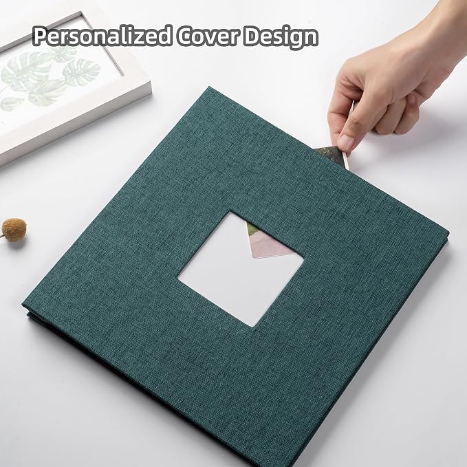HoneyTolly Large Photo Album Self Adhesive, DIY Scrapbook Album for 4x6 8x10 Pictures, 40 Pages Linen Cover Memory Book, Ideal Gift for Family Travel Wedding Baby Christmas Anniversary(Dark Green) - Image 2