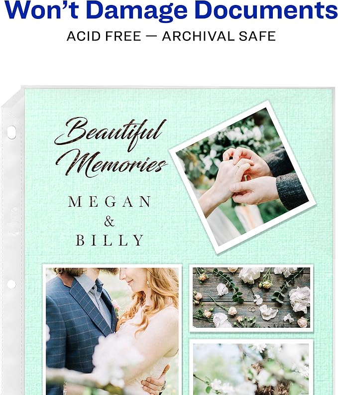 Avery Clear Mixed Format Photo Pages for 3 Ring Binder, Acid Free, Holds 4" x 6" Photos, 10 Photo Protectors (13401) - Image 6