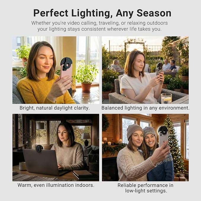 ARKON Mounts Rechargeable Phone Selfie Light | 40 High Power LEDs | Color Accurate | 3 Light Modes | Ring Light for Phone, Laptop, iPhone, IPad, Video - Image 4