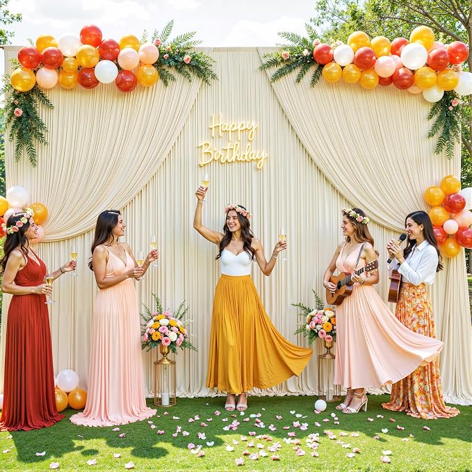 Beige Backdrop Curtain for Wedding Parties Wrinkle Free Beige Photo Curtains Backdrop Drapes Fabric Decoration for Baby Shower Photoshoot 5ft x 8ft,2 Panels - Image 9