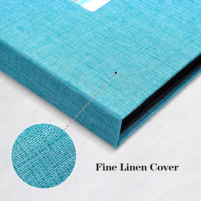 Mublalbum 2 Pack Small Photo Album 4x6, 52 Pockets, Linen Cover,Blue | Linen Cover with Display Window, 52 Vertical Pockets, Portable Mini Picture Book for Artwork Postcards, Picture Storage - Image 6