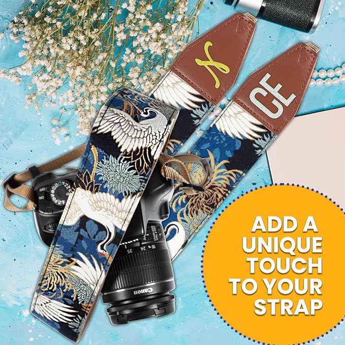 Art Tribute Camera Strap Personalized With Name - Shoulder, Crossbody & Neck Camera Strap for Photographers, Fits All Cameras, Canon Nikon Sony Fujifilm, Padded Strap W/Quick Release & Leather Ends - Image 9