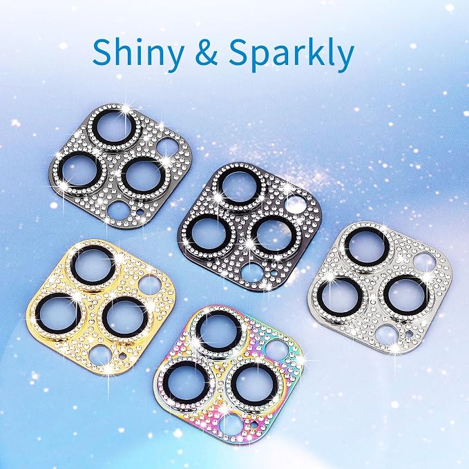 Designed for iPhone 14 Pro and 14 Pro Max Camera Lens Protector, Bling Rhinestone Sparkle Diamond 9H Tempered Glass Lens Cover Shockproof Full Protective Camera Cover, Silver - Image 7