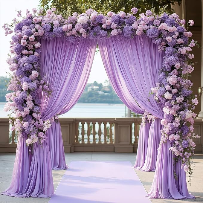 Lavender Purple Backdrop Curtain Drapes for Parties, 2Pack 10x10FT | Wrinkle Free Polyester Curtain Backdrop Draping Fabric for Backdrop Photoshoot Birthday Party Background, 4 Panel 5x10FT - Image 3