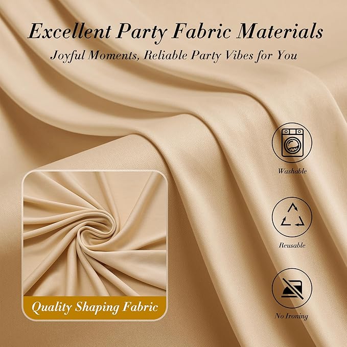30 ft x 10 ft Wrinkle Free Champagne Backdrop Curtain for Parties, 6 Panels 10ft Polyester Champagne Photo Backdrop Drapes for Graduation Birthday Wedding Party Stage Curtains - Image 5