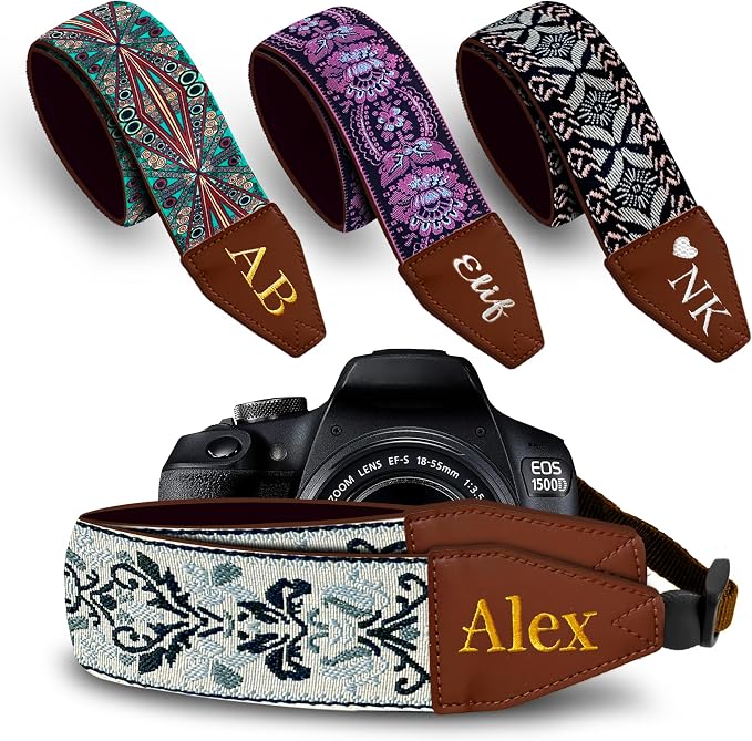 Art Tribute Custom Retro White Camera Strap - Add Your Text and We Make It Especially For You Get Your Own Personalized Gift Camera Strap, No Shipping Cost! by ArtTribute