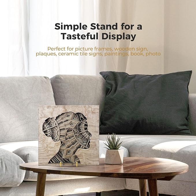 TR-LIFE Plate Stands for Display - 6 Inch Plate Holder Display Stand + Metal Frame Holder Stand for Picture, Decorative Plate, Photo Easel, Tabletop Art (Gold 2 Pack) - Image 5