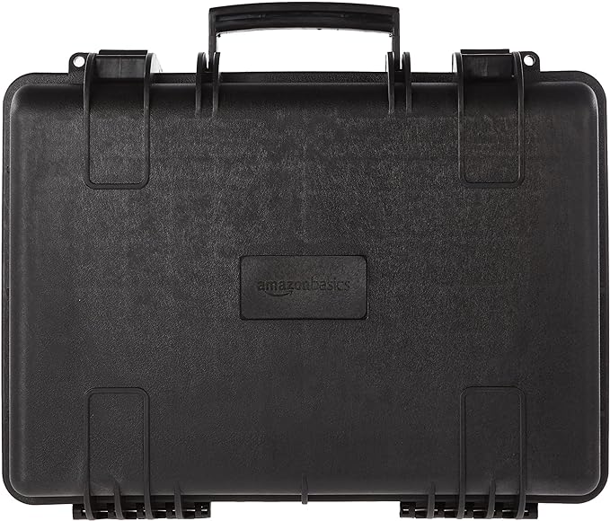 Amazon Basics Portable Hard Camera Case for DSLR Equipment, Customizable Fit, Protective Water Resistant, Medium, Black, 18"L x 14"W x 6"H by AmazonBasics