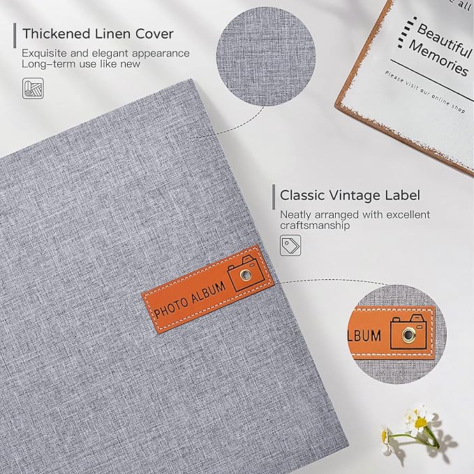 Popotop Large Photo Album Self Adhesive 4x6 5x7 8x10 Scrapbook Album DIY Picture Book,Gifts for Mom,Family Baby and Wedding,with Metal Pen and Plastic Board - Image 3