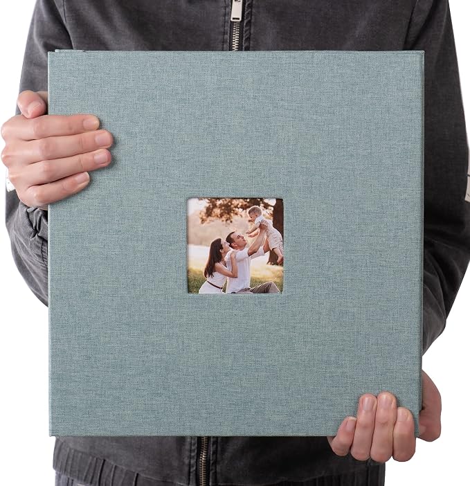 HoneyTolly Large Photo Album Self Adhesive, DIY Scrapbook Album for 600 Photos, 13"x12.6" 120 Pages Linen Cover Memory Book(Green) - Image 7