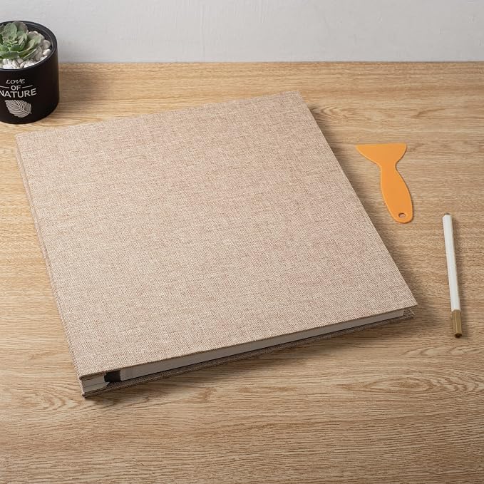 Large Photo Album Self Adhesive Scrapbook Album for 4×6 8×10 Pictures DIY Magnetic Linen Cover Album 40 Pages for Family Wedding Gifts with Metal Pen and Plastic Board - Image 6