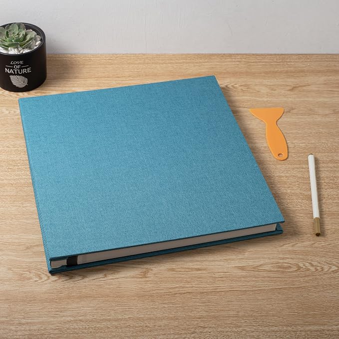 Large Photo Album Self Adhesive Scrapbook Album for 4×6 8×10 Pictures DIY Magnetic Linen Cover Album 40 Pages for Family Wedding Gifts with Metal Pen and Plastic Board - Image 6