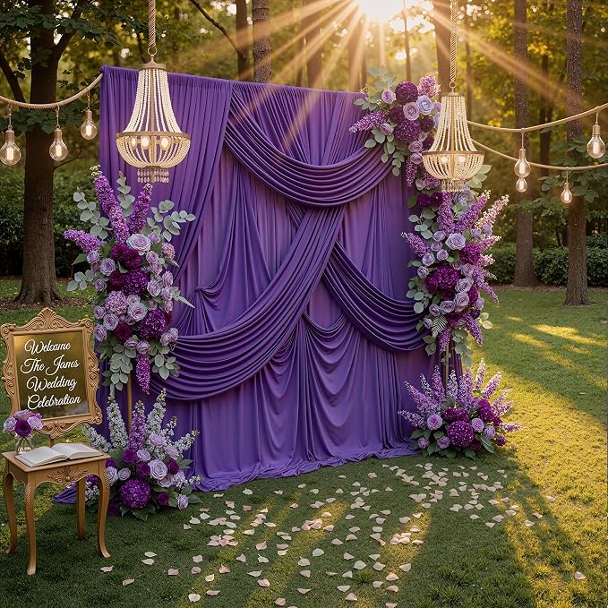 20ft x 10ft Wrinkle Free Purple Backdrop Curtains for Parties, Thick Polyester Backdrop Drapes 20x10ft for Mermaid Birthday Background Baby Shower Home Decor - Image 7