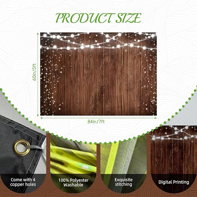 7x5ft Rustic Wood Backdrop Vintage Brown Wooden Plank Background | Non-Reflective Vinyl Photo Booth Backdrop for Western Birthday Party, Cake Smash, Baby Shower - Image 2