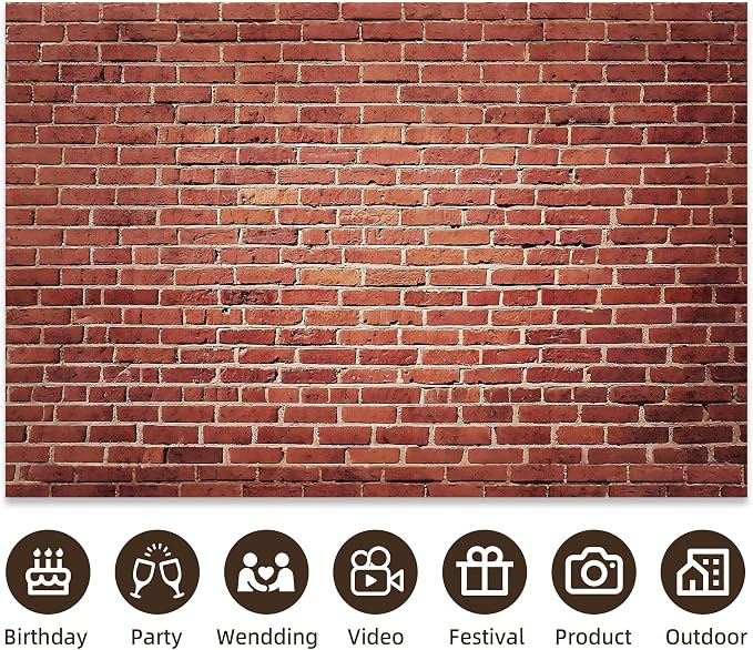 7x5 Ft Brick Wall Party Backdrop，Polyester Fabric Red Brick Sign Photo Backdrops Background for Thanksgiving Halloween Party Wedding Graduation Home Decoration Photo Booth Prop Banner - Image 7