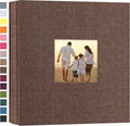 potricher Photo Album 4x6 Pictures, 200 Pockets, Linen Cover, Brown | Linen Cover, Front Window, Large Capacity 4x6 Picture Albums, Photo Book for Family, Wedding, Anniversary, Baby, Keepsake by potricher