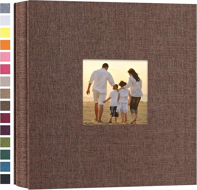 potricher Photo Album 4x6 Pictures, 200 Pockets, Linen Cover, Brown | Linen Cover, Front Window, Large Capacity 4x6 Picture Albums, Photo Book for Family, Wedding, Anniversary, Baby, Keepsake by potricher