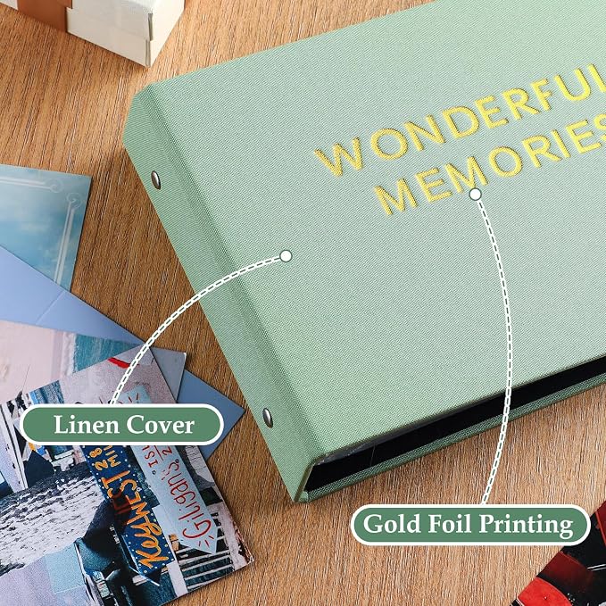 Spiareal Wonderful Memories Greeting Card Holder Organizer Set 6 x 8 Inches 100 Pages Fabric Binder Greeting Card Holder Stamping Album Display Organization Storage for Cards Keepsakes Memory Photo - Image 3
