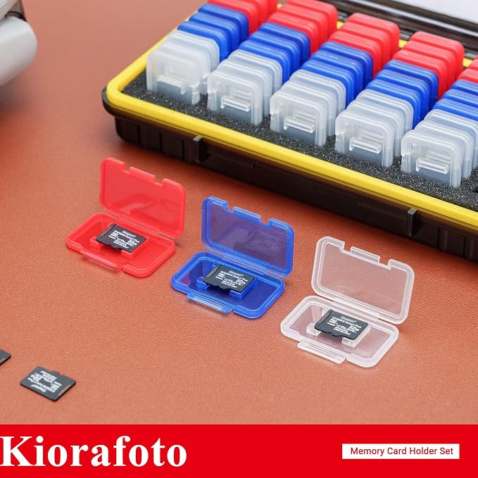 Dual Protect Micro SD Card Case with 54 PCS Clear Memory Card Holders | Water-Resistant Anti-Shock,with Labels & Carabiner,MicroSD MicroSDHC MicroSDXC Card Carrying Case,for 54 TF MSD Cards Storage - Image 8