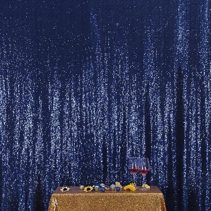 Poise3EHome 7FT x 7FT Sequin Photography Backdrop Curtain for Party Decoration, Navy Blue - Image 3