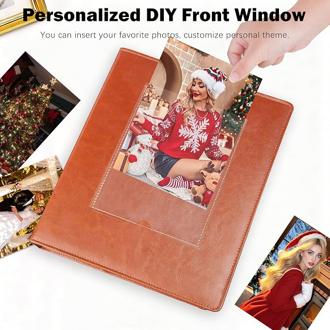 Photo Album 5x7 Holds 272 Pictures Leather Cover 5 x 7 Album Extra Large Capacity Picture Book Acid Free Inner Pages Book for Wedding Family Boys Girls Art Work Photos (Brown) - Image 5