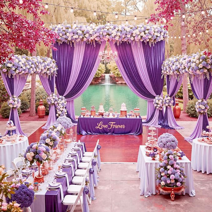 20x10ft Thick Purple Glitter Backdrop Curtain Panels for Parties, Wrinkle Free Sequin Sparking Photo Backdrop Drapes, 4 Panels 5x10ft Shimmer Back Drop Cloth for Wedding Birthday Photography - Image 7