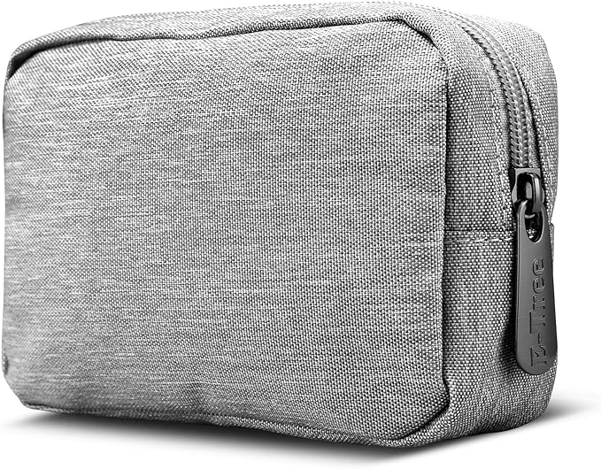 E-Tree Small Makeup Bag, Cosmetic Toiletry Skin Care Make up Little Items Pouch for Purse, Zipper Mini Tech Charger Cable Electronic Organizer Case, Travel Accessories for Women Men Teen, Grey - Image 6