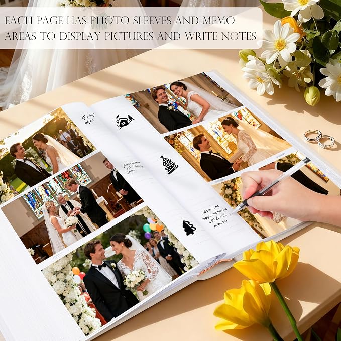 Photo Album 4x6 Wedding with Writing Space for 450 Photos Linen Cover Hardcover Horizontal, 4 x 6 Photo Album Picture Book for Kids Travel Family Baby Pictures Beige - Image 7