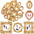 Vicenpal 25 Pcs Gold Mini Vintage Picture Frames Bulk | Small Vintage Photo Frames, Antique, Resin, Baroque, Ornate, Cute Wallet Size, for DIY Jewelry Gifts Christmas Wedding Decor by Vicenpal
