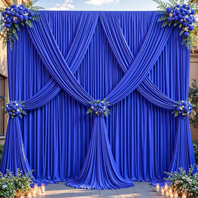 24ftx10ft Wrinkle Free Royal Blue Backdrop Curtain - 10 Feet Photography Backdrop Drapes, Silky Polyester Back Drop Cloth for Wedding Baby Shower Balloon Arch Background - Image 7