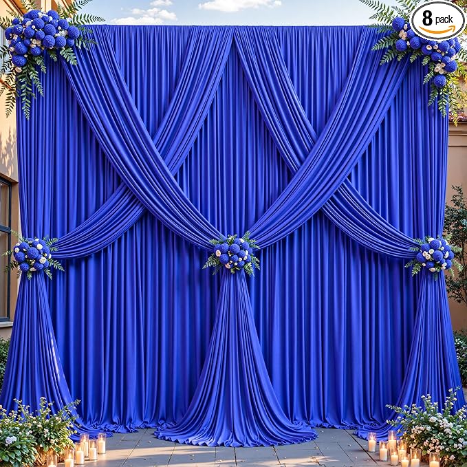 32ftx10ft Wrinkle Free Royal Blue Backdrop Curtain - 10 Feet Photography Backdrop Drapes, Silky Polyester Back Drop Cloth for Wedding Baby Shower Balloon Arch Background by Unknown