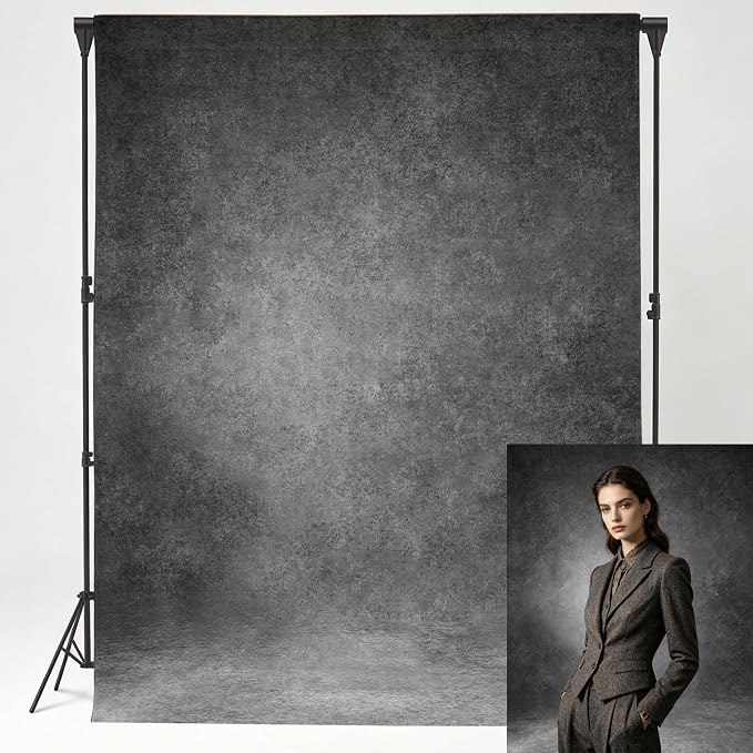 5x7 ft Gray Vintage Abstract Textured Photography Backdrop,Grey Background for Professional Studio Headshots,Portraits,Video,Product Shoots,Graduation & Events by Naykaly