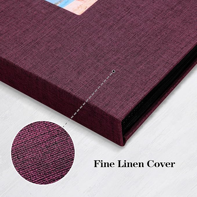 Mublalbum 2 Pack Small Photo Album 5x7, 52 Pockets, Linen Cover,Purple | Linen Cover with Display Window, 52 Vertical Pockets, Portable Mini Picture Book for Artwork Postcards, Picture Storage - Image 6