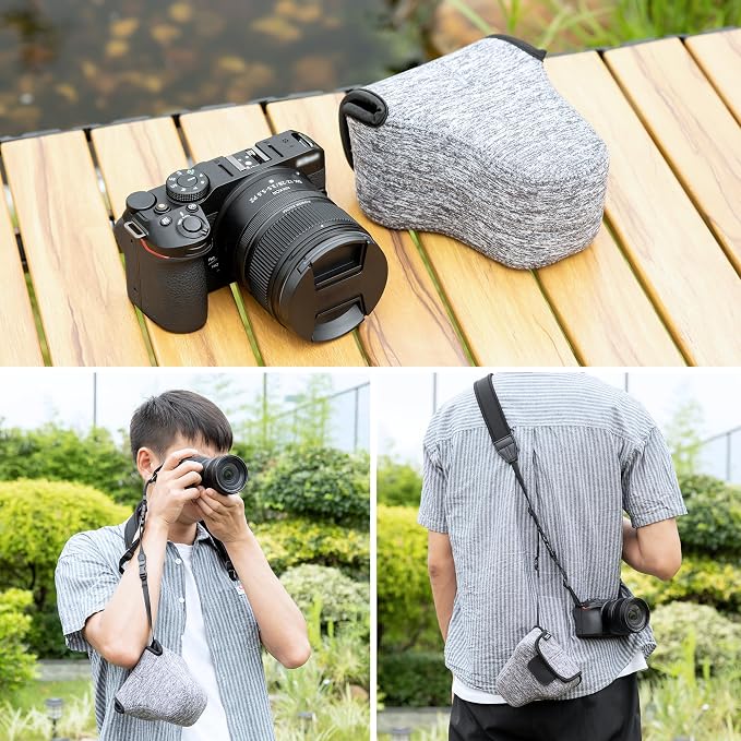 Neoprene Camera Sleeve for Fuji X-T30 III X-T50 +16-50mm Lens Leica Q3 43 | without strap, for SONY a7C II +28-60 Fuji X-T30 III X-T50 +16-50mm/Nikon Z30+12-28mm Lens Camera Case, 5 x 3.3 x 5.1" - Image 6