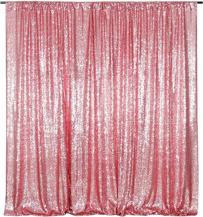 Poise3EHome 10FT x 10FT Sequin Photography Backdrop Curtain for Party Decoration, Fuchsia Pink by Poise3EHome