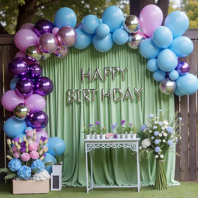 Sage Green Backdrop Curtain Drapes for Parties, 3Pack 10x10FT | Wrinkle Free Polyester Curtain Backdrop Draping Fabric for Backdrop Photoshoot Birthday Party Background,6 Panel 5x10FT - Image 5