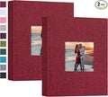 Mublalbum 2 Pack Small Photo Album 5x7, 52 Pockets, Linen Cover,Red | Linen Cover with Display Window, 52 Vertical Pockets, Portable Mini Picture Book for Artwork Postcards, Picture Storage by Mublalbum
