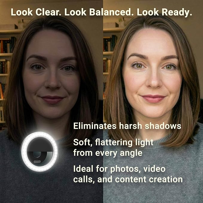 ARKON Mounts Rechargeable Phone Selfie Light | 40 High Power LEDs | Color Accurate | 3 Light Modes | Ring Light for Phone, Laptop, iPhone, IPad, Video - Image 2