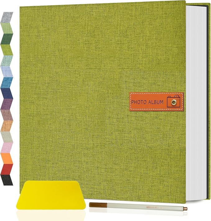 Popotop Large Photo Album Self Adhesive 4x6 5x7 8x10 Scrapbook Album DIY Picture Book,Gifts for Mom,Family Baby and Wedding,with Metal Pen and Plastic Board by Popotop