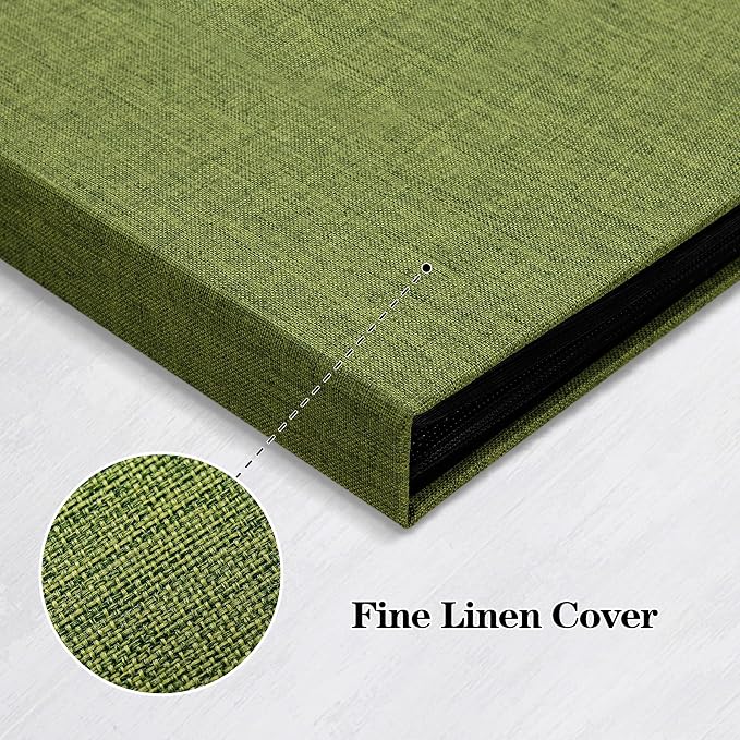 Mublalbum 2 Pack Small 8x10 Photo Album, 52 Pockets, Linen Cover,Green | Linen Cover, Portable Mini Picture Book, Holds 52 Vertical Pockets for Artwork Postcards, Picture Storage - Image 5
