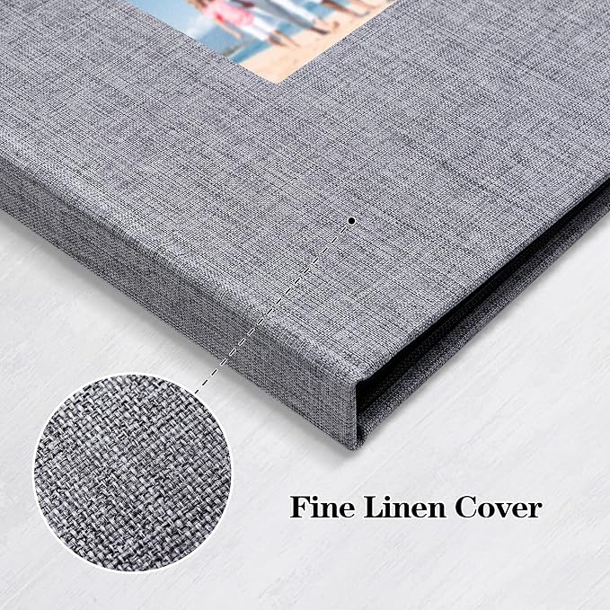 Mublalbum 2 Pack Small Photo Album 8x10, 52 Pockets, Linen Cover,Gray | Linen Cover with Display Window, 52 Vertical Pockets, Portable Mini Picture Book for Artwork Postcards, Picture Storage - Image 6