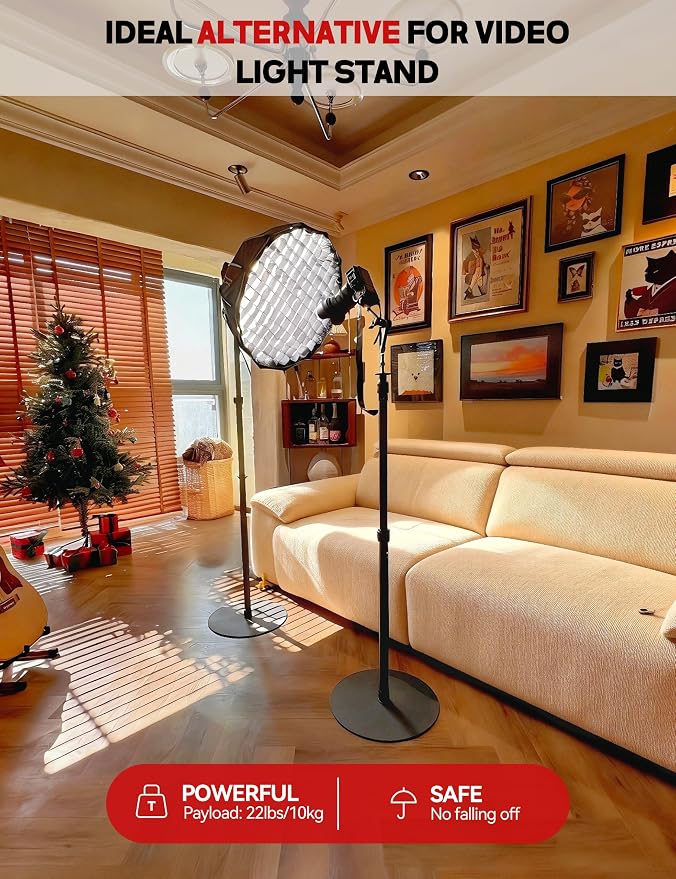 iFootage RB-A500 Heavy Duty Round Base Light Stand 79" Monopod | Telescoping Monopod with 22lbs/10kg Load Capacity, Space-Saving Tripod Alternative for Camera Video Light LED Panel Streaming - Image 4