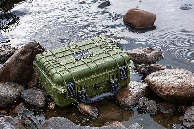 MEIJIA All Weather IP67 Waterproof Hard Camera Case,Hard Protective Case,Hard Case with Customizable Foam,Fit Use of Drones,Camera,Equipments,Pistols(Green,15.98x12.99x6.85inches) - Image 9