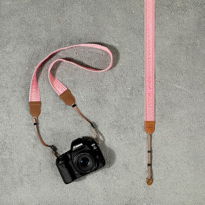 MoKo Camera Strap Compitable with Canon/Sony/Nikon/Minolta/Panasonic/DSLR | Cotton Vintage Camera Strap,Adjustable Neck Shoulder Strap,for Camcorder,Binoculars,for Adults Kids, Pink - Image 7